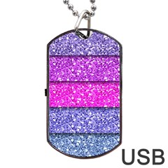 Violet Girly Glitter Pink Blue Dog Tag Usb Flash (one Side) by Mariart