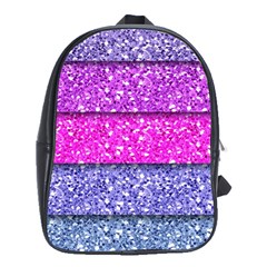 Violet Girly Glitter Pink Blue School Bags (xl)  by Mariart