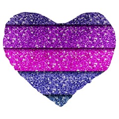 Violet Girly Glitter Pink Blue Large 19  Premium Flano Heart Shape Cushions by Mariart