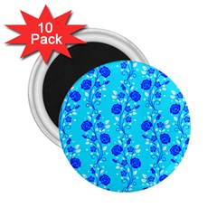 Vertical Floral Rose Flower Blue 2 25  Magnets (10 Pack) 