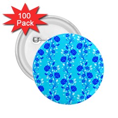 Vertical Floral Rose Flower Blue 2 25  Buttons (100 Pack) 