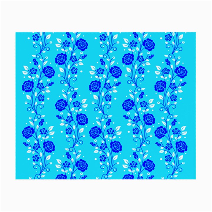 Vertical Floral Rose Flower Blue Small Glasses Cloth