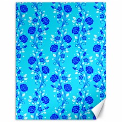 Vertical Floral Rose Flower Blue Canvas 18  X 24   by Mariart