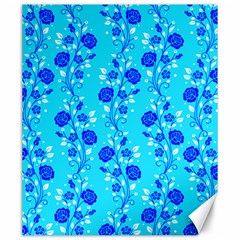 Vertical Floral Rose Flower Blue Canvas 20  X 24   by Mariart