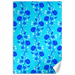 Vertical Floral Rose Flower Blue Canvas 24  X 36  by Mariart