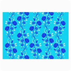 Vertical Floral Rose Flower Blue Large Glasses Cloth by Mariart