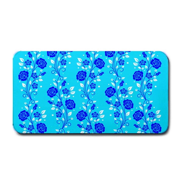 Vertical Floral Rose Flower Blue Medium Bar Mats