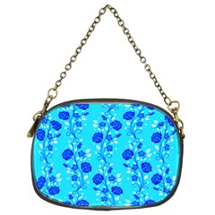 Vertical Floral Rose Flower Blue Chain Purses (two Sides)  by Mariart