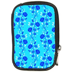 Vertical Floral Rose Flower Blue Compact Camera Cases by Mariart