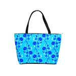 Vertical Floral Rose Flower Blue Shoulder Handbags Front