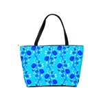 Vertical Floral Rose Flower Blue Shoulder Handbags Back