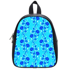 Vertical Floral Rose Flower Blue School Bags (small) 