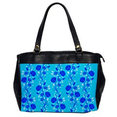 Vertical Floral Rose Flower Blue Office Handbags by Mariart