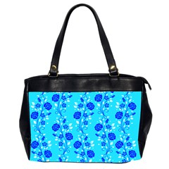 Vertical Floral Rose Flower Blue Office Handbags (2 Sides)  by Mariart