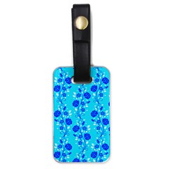 Vertical Floral Rose Flower Blue Luggage Tags (one Side)  by Mariart