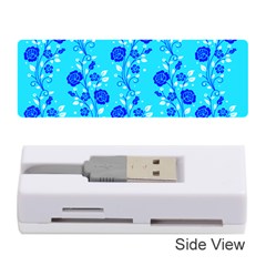 Vertical Floral Rose Flower Blue Memory Card Reader (stick)  by Mariart