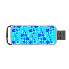 Vertical Floral Rose Flower Blue Portable Usb Flash (one Side) by Mariart