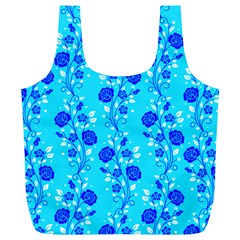 Vertical Floral Rose Flower Blue Full Print Recycle Bags (l)  by Mariart