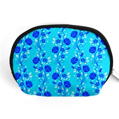 Vertical Floral Rose Flower Blue Accessory Pouches (medium)  by Mariart