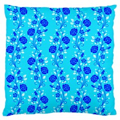 Vertical Floral Rose Flower Blue Large Flano Cushion Case (one Side) by Mariart