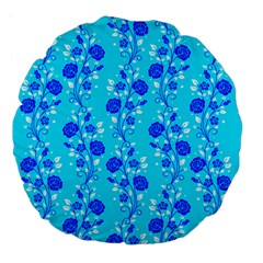 Vertical Floral Rose Flower Blue Large 18  Premium Flano Round Cushions by Mariart