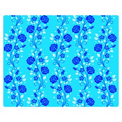 Vertical Floral Rose Flower Blue Double Sided Flano Blanket (medium)  by Mariart