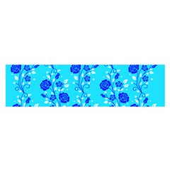 Vertical Floral Rose Flower Blue Satin Scarf (oblong) by Mariart