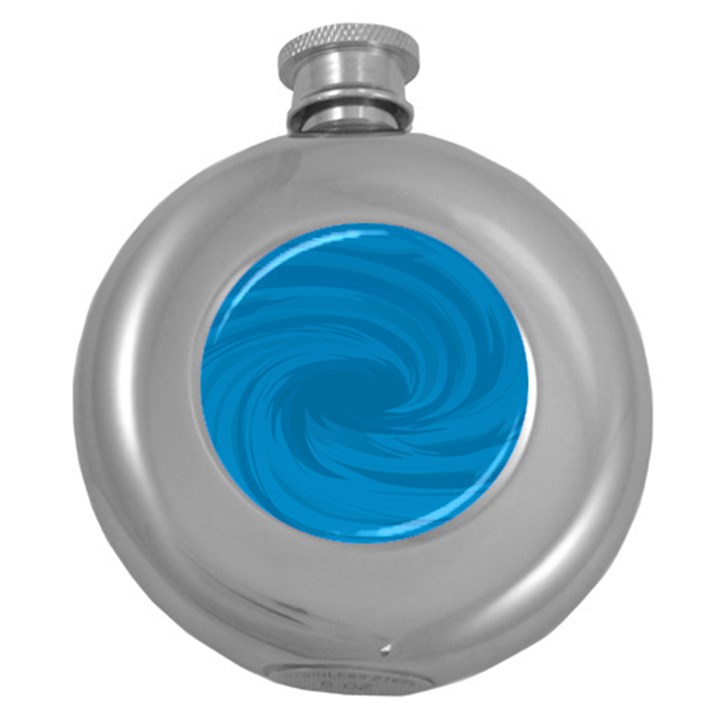 Whirlpool Hole Wave Blue Waves Sea Round Hip Flask (5 oz)