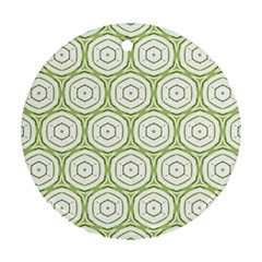 Wood Star Green Circle Ornament (round) by Mariart