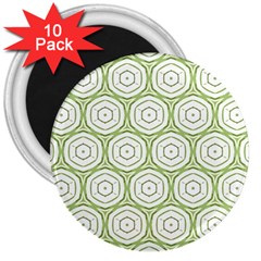 Wood Star Green Circle 3  Magnets (10 Pack)  by Mariart