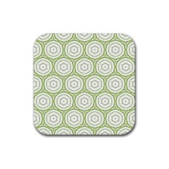 Wood Star Green Circle Rubber Coaster (square)  by Mariart