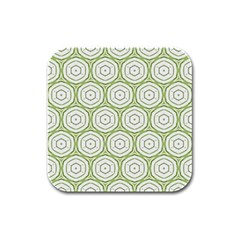 Wood Star Green Circle Rubber Square Coaster (4 Pack) 