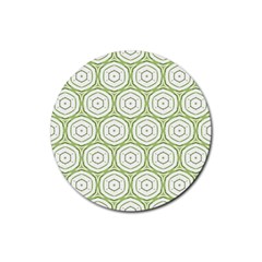 Wood Star Green Circle Rubber Coaster (round)  by Mariart