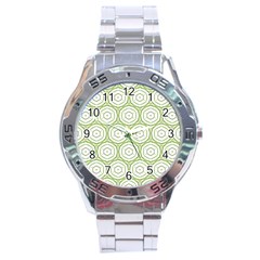 Wood Star Green Circle Stainless Steel Analogue Watch by Mariart