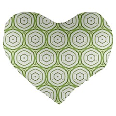 Wood Star Green Circle Large 19  Premium Flano Heart Shape Cushions by Mariart