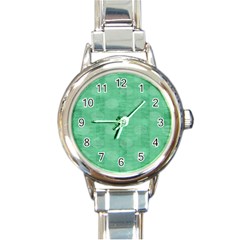 Polka Dot Scrapbook Paper Digital Green Round Italian Charm Watch by Mariart