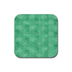 Polka Dot Scrapbook Paper Digital Green Rubber Coaster (square)  by Mariart