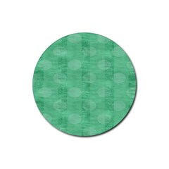 Polka Dot Scrapbook Paper Digital Green Rubber Coaster (round)  by Mariart