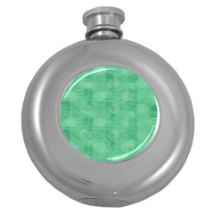 Polka Dot Scrapbook Paper Digital Green Round Hip Flask (5 Oz) by Mariart