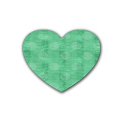 Polka Dot Scrapbook Paper Digital Green Rubber Coaster (heart)  by Mariart