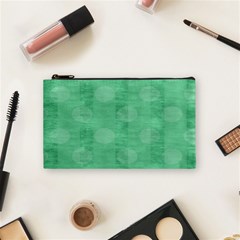 Polka Dot Scrapbook Paper Digital Green Cosmetic Bag (small)  by Mariart