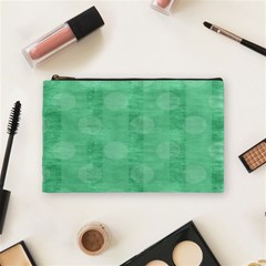 Polka Dot Scrapbook Paper Digital Green Cosmetic Bag (medium)  by Mariart