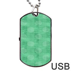 Polka Dot Scrapbook Paper Digital Green Dog Tag Usb Flash (one Side) by Mariart