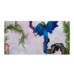 Wonderful Blue Parrot In A Fantasy World Satin Wrap by FantasyWorld7