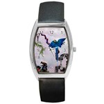 Wonderful Blue Parrot In A Fantasy World Barrel Style Metal Watch Front