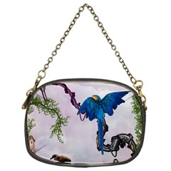 Wonderful Blue Parrot In A Fantasy World Chain Purses (two Sides)  by FantasyWorld7