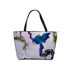 Wonderful Blue Parrot In A Fantasy World Shoulder Handbags by FantasyWorld7