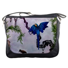 Wonderful Blue Parrot In A Fantasy World Messenger Bags by FantasyWorld7