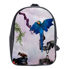 Wonderful Blue Parrot In A Fantasy World School Bags (xl)  by FantasyWorld7