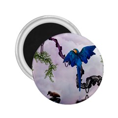 Wonderful Blue Parrot In A Fantasy World 2 25  Magnets by FantasyWorld7